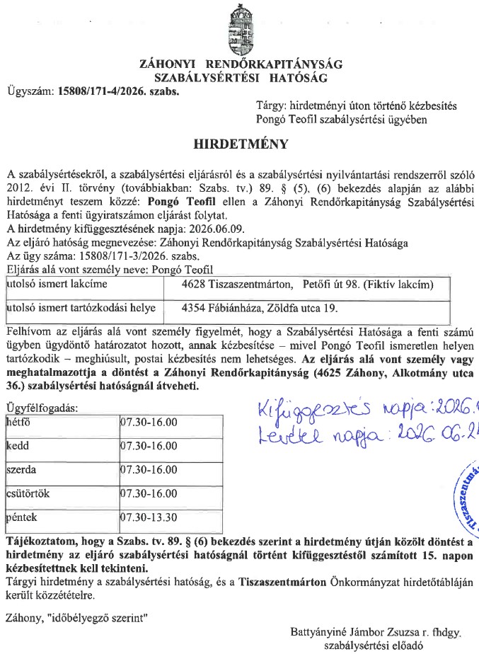 Hirdetmény